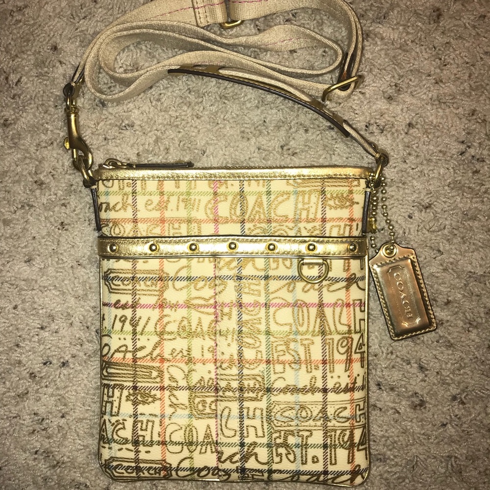 Gold Plaid Coach Crossbody
